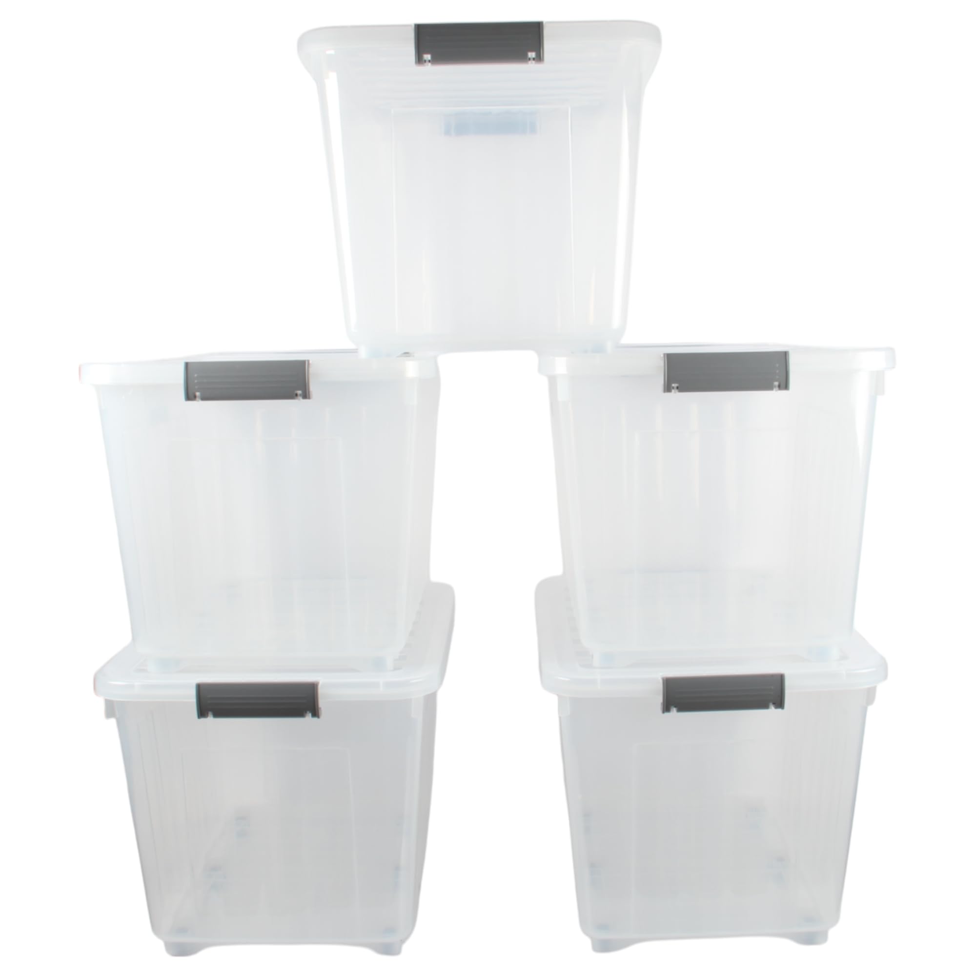 Jolie Max 72L Storage Boxes with Wheels, Heavy-Duty Plastic Storage Containers with Lids, Stackable & Nestable Design with Side Latching Buckles, Transparent. (62 x 44.5 x 40.5 cm) (5)