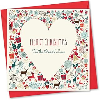 Absolutely Yours Christmas Card for the One I Love. Christmas Heart Design with Red Foil. Ecofriendly & UK Made. Verse Inside. 150x150mm card size