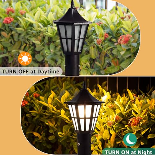 Image of SINOMAN Stylish Gate Light Waterproof Pillar Lamp Outdoor Decor Garden Lighting Pole Mount Exterior Fixture for Home Entrance Patio Compound Boundary (Without Bulb)