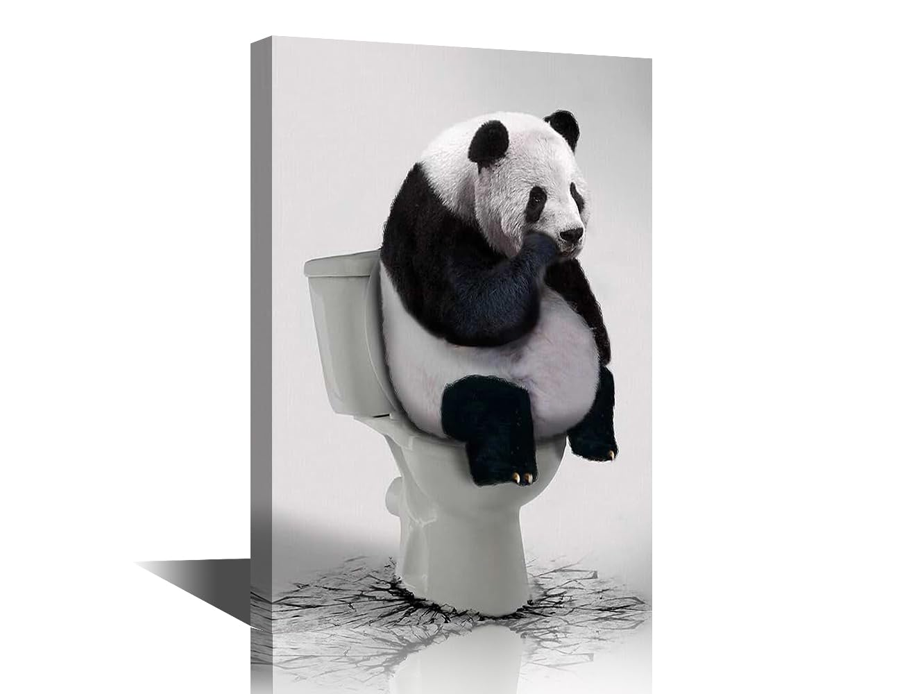 Bathroom Wall Decor Canvas Framed Panda Poster Decor Panda on The Toilet Home Wall Art Bathtub Accessories Farmhouse Wall Decor Ready to Hang