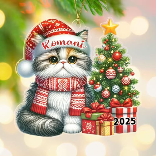 Imagen de Adorno de Navidad personalizado con forma de gato persa