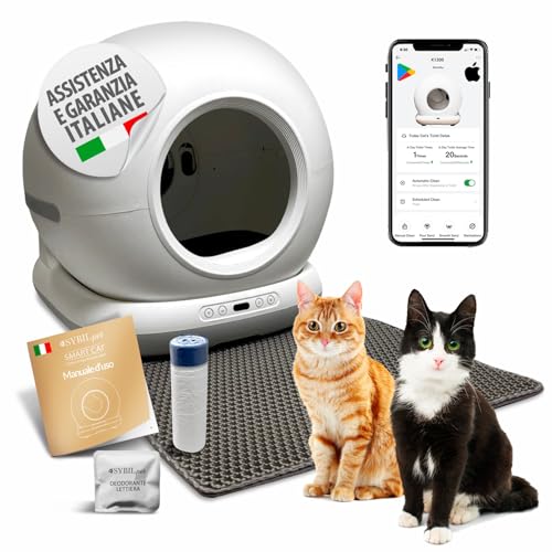 SYBILPET Lettiera Gatto Autopulente Automatica, Antiodore, Capacità Massima 72L con Monitoraggio App e Deodorante Sostituibile per un Ambiente Fresco e Privo di Odori.
