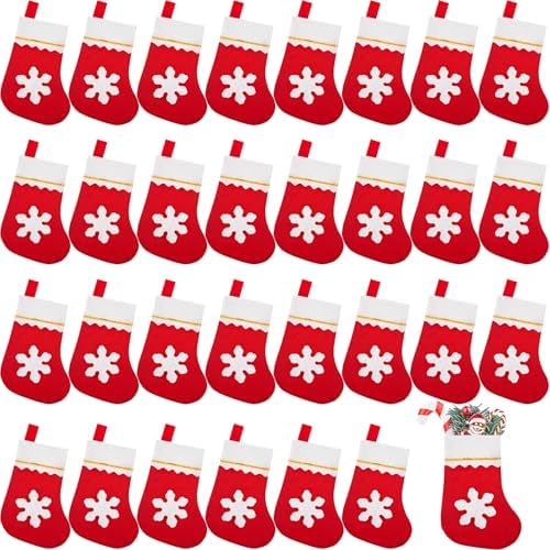 30 Pack Mini Christmas Stockings Snowflake,8