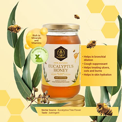 Image of Shiva Organic Raw Eucalyptus Honey 250g | 100% Pure NMR Tested | Raw and Unprocessed
