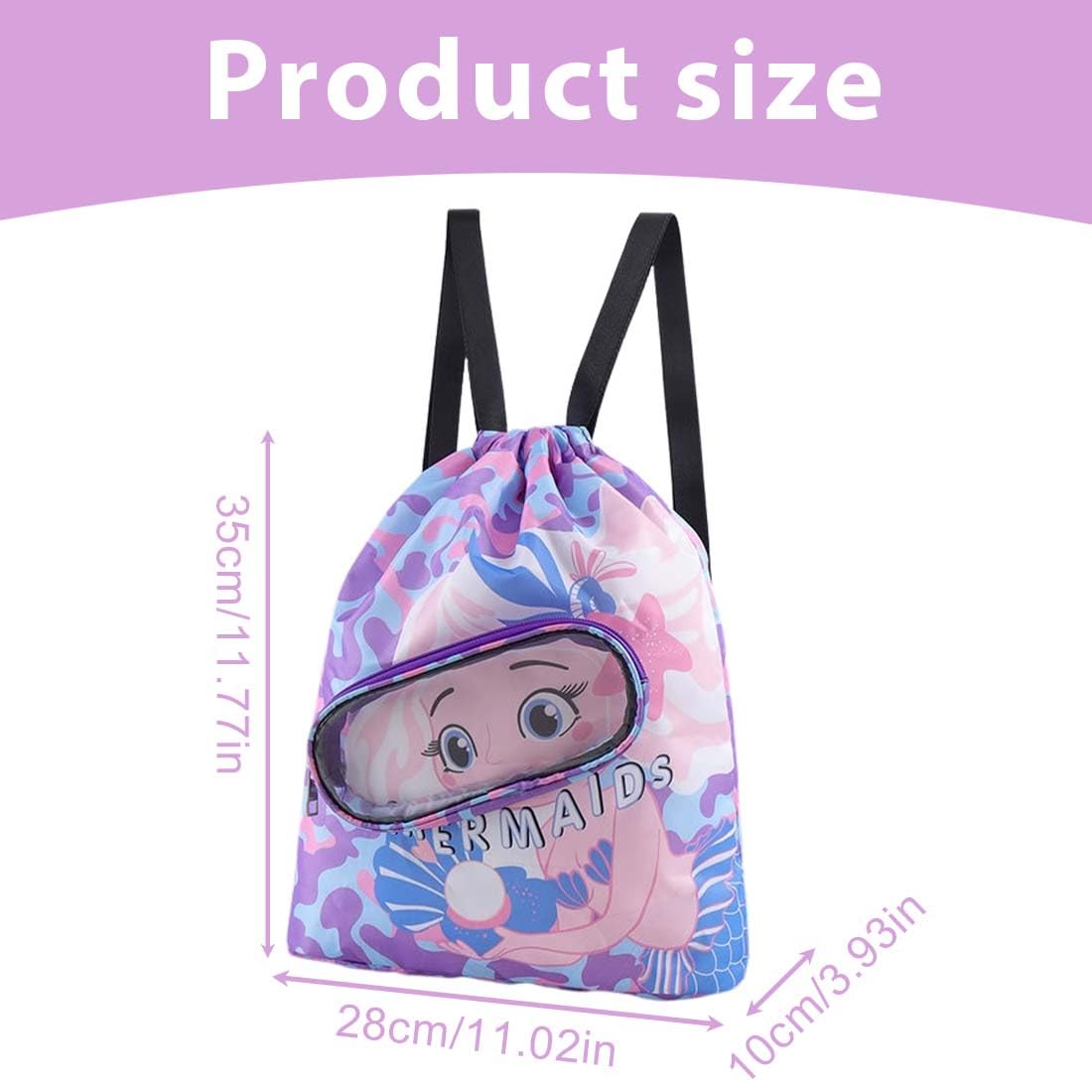 Mochila de Guardería Bolsa de Piscina para Niñas Compartimento de Zapatos Morado