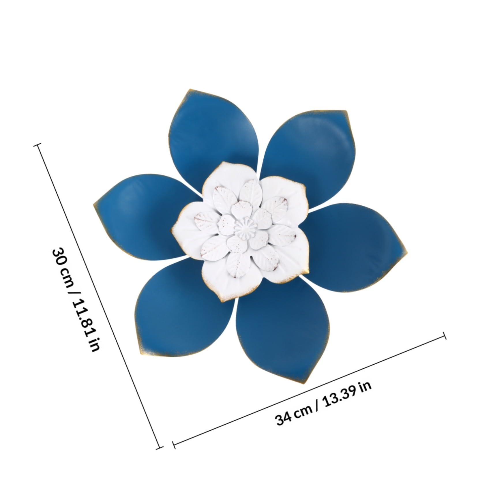 TOPPERFUN Fiore Decorativo da Parete in Ferro Blu per Interni