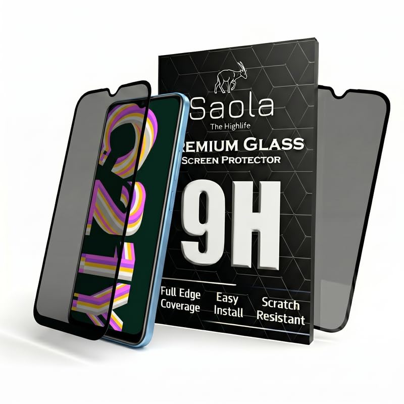 Image of Saola Ultra Privacy Tempered Glass For Realme C21Y (Pack Of 1) With Free Installation Kit. (In-Screen Fingerprint Lock Will Not Work With The Privacy Guard Because Of It's Spy Coating) - 6.5 Inch
