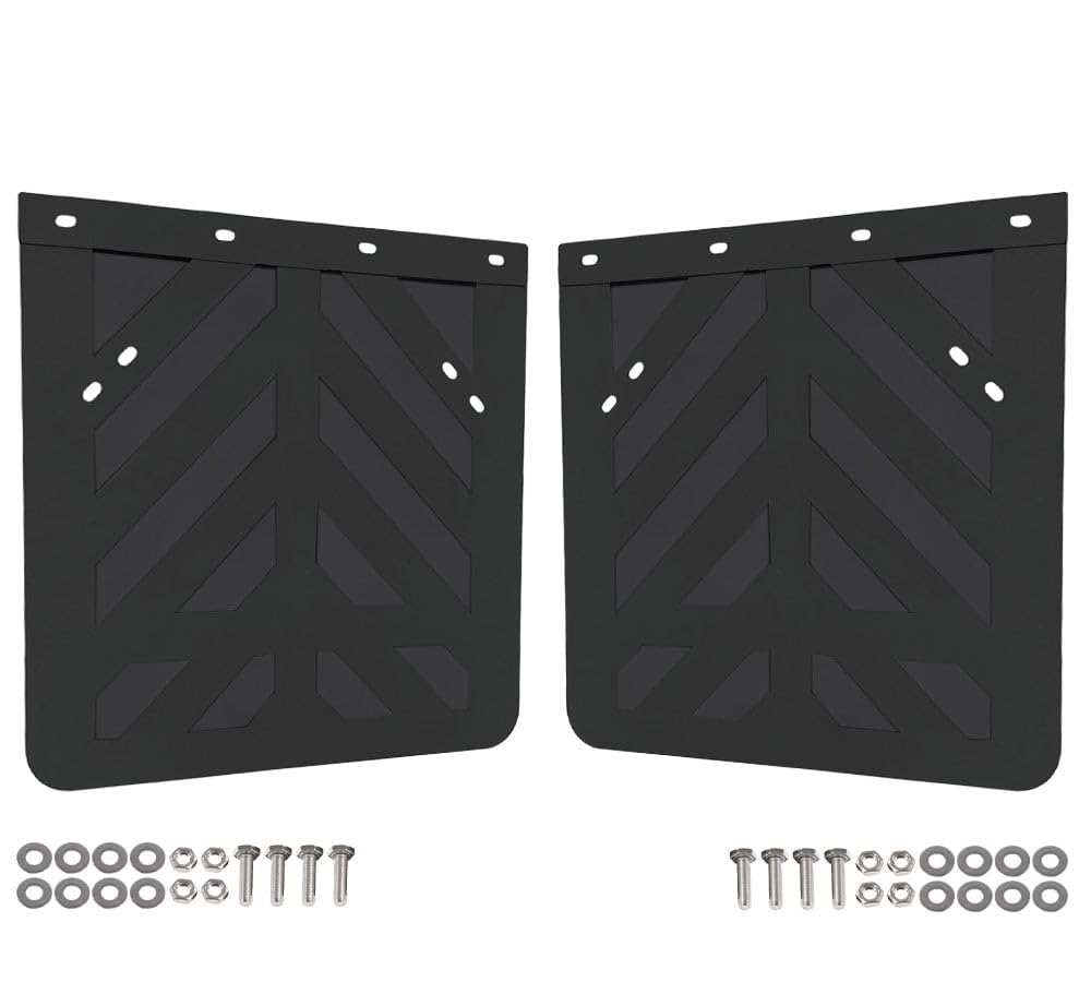 Mytee Products 2 Pack Semi Truck and Trailers Mud Flaps - 24"x24" Black Stripped Rubber Truck Splash Guard for Mud, Gravel, & Road Debris Protection