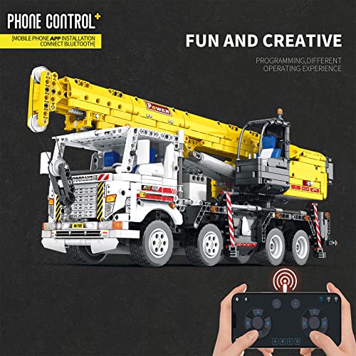 Onenineten Technik Kran Modell Bausteine, 2.4Ghz/APP RC LKW mit Bausatz Fernbedienung und Motor, 2206 Teile… – Bild 5