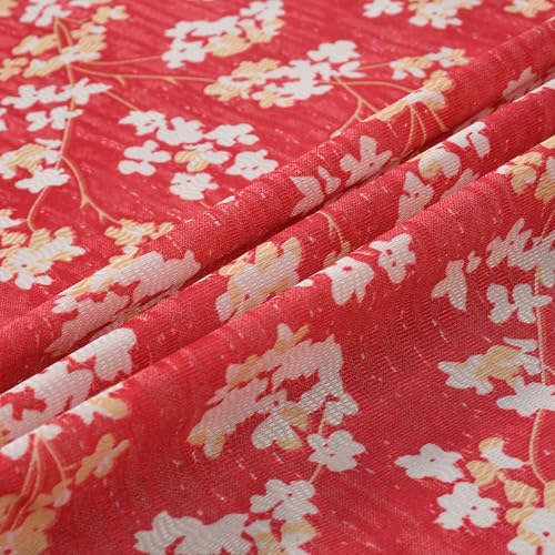 Image of Floral Printed Home Decor Curtains for Living Room, Bedroom Doors and Windows Panel, Parda, Eyelets Hanging, Maroon, 4 x 6 Feet, 1 Piece