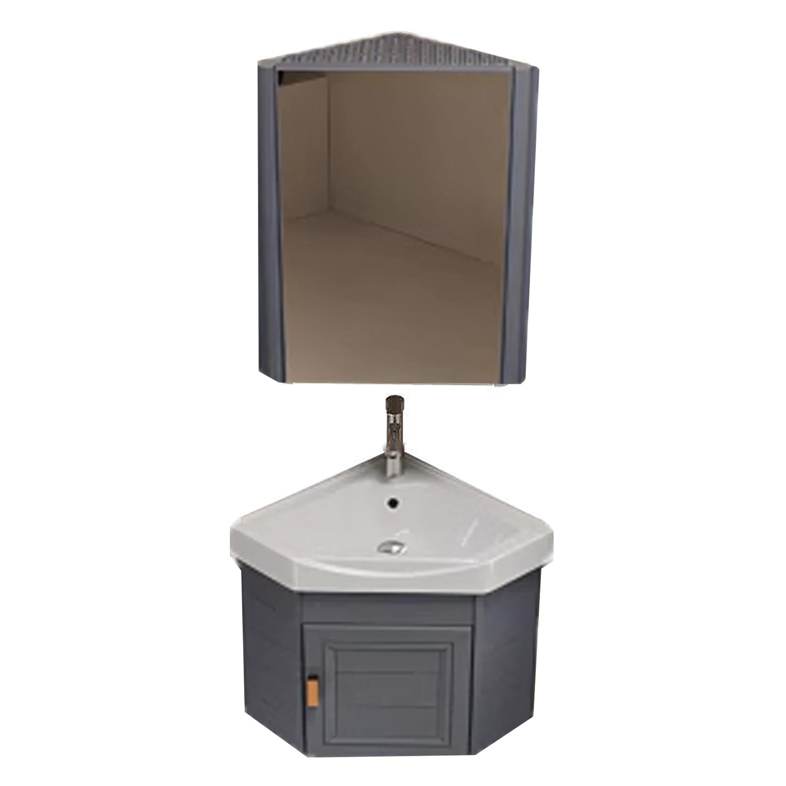 DFGHNBVC Corner Bathroom Vanity Sink Combo, Space-Saving Wall Mounted Design With Mirror Cabinet And Faucet, Ideal For Small Bathrooms,Grey-43Cm/16.9In