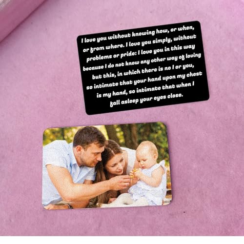 Personalized Picture/Text Wallet Metal Card, Custom Color Print Picture Double Side Wallet Insert Card for Love Note, Anniversary, Husband Wife, Family, Boyfriend,Girlfriend (Black) 5