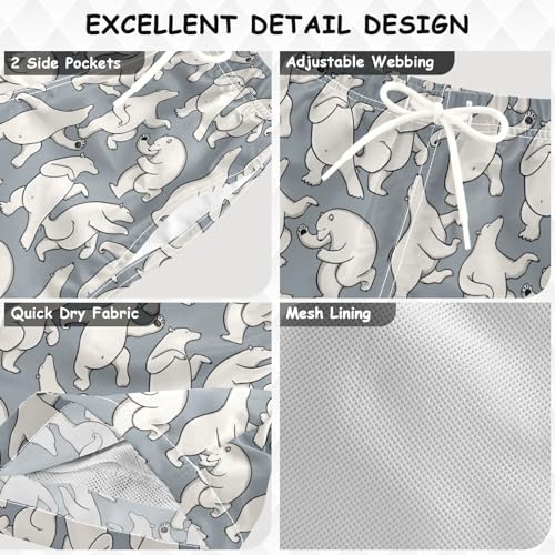 Boys Swim Trunks Polar Bear Beach Board Shorts Quick Dry Swimsuit Bathing Suits with Mesh Lining3