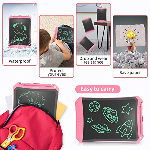 NEWYES Robot Pad 8.5 Inch LCD Writing Tablet Electronic Writing Pads Drawing Board Gifts for Kids Office Blackboard with Lock Function (Red+Case+Lanyard)