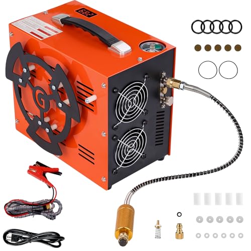 Image of PCP Air Compressor, Portable 4500Psi / 30Mpa Pump, Supports 12V DC or 110V / 220V AC, Oil /Water-Free for Paintball, Air Rifle, Airguns, HPA Tanks
