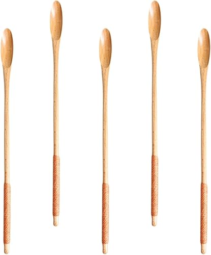 Miniatura 3 de 10 cucharas de miel largas naturales para cocinar cucharas para servir revolver, prensa de cocina antiadherente, utensilios de soda, té, café,