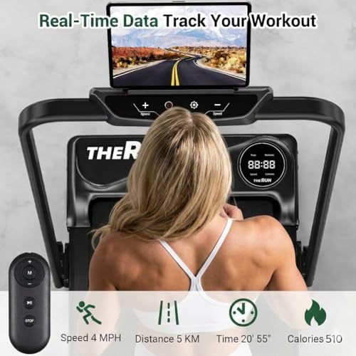 Image of THERUN Walking Pad with Handle Bar, Compact Under Desk Portable Treadmill