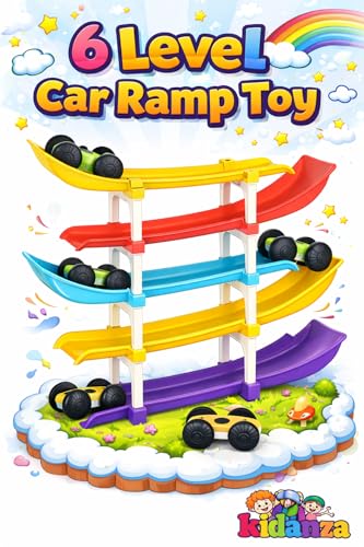 Image of 6-LAVEL Ramp Racer Multi-Level Toy Car Track Set with Mini Cars, Colourful Stacking Ramps for Kids