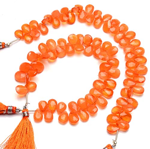 Cornaline gemme perles poire à facettes fabrication bijoux - 2