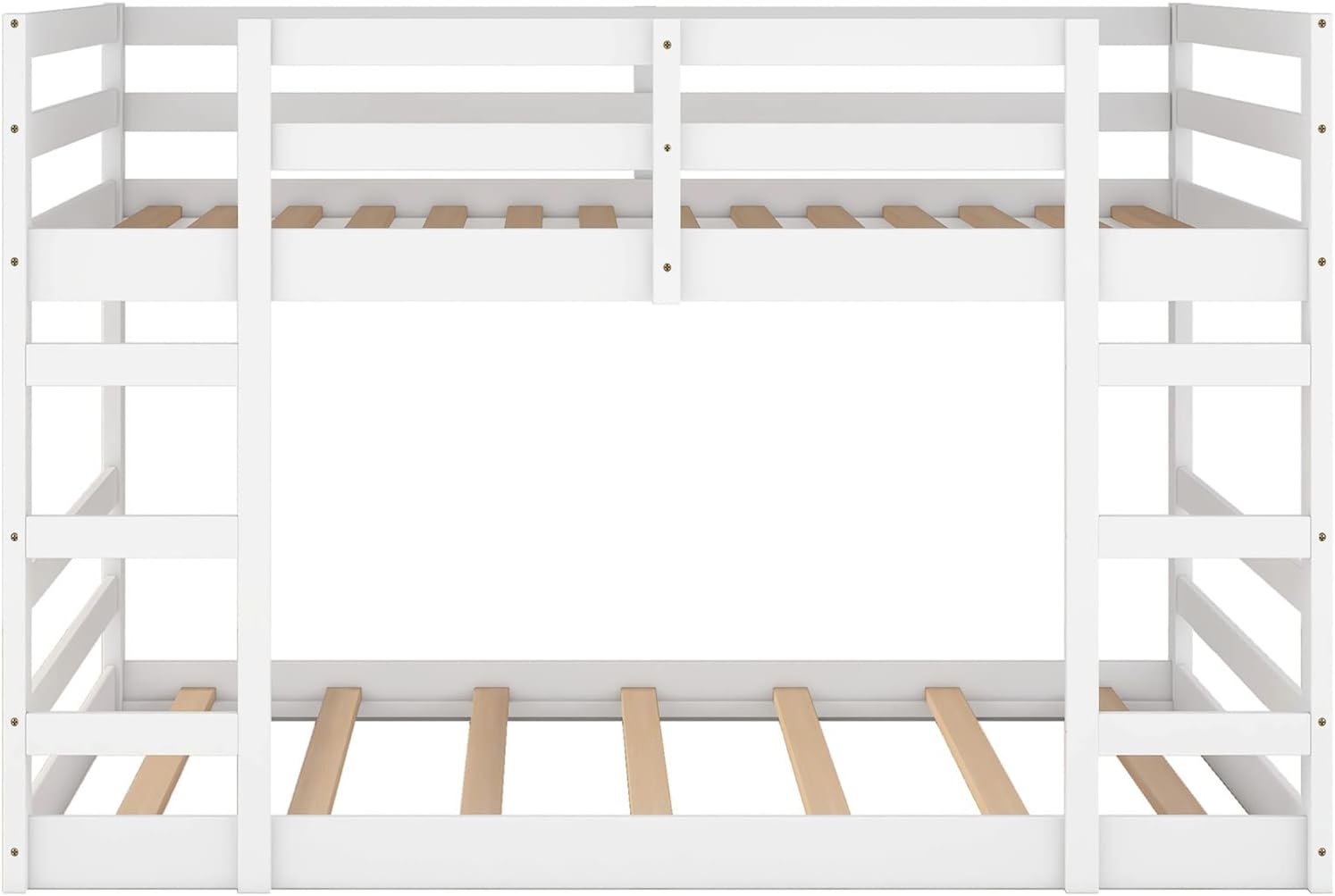 Bellemave Bunk Beds Full Over Full Low Bunk Bed Frame Wood Floor Bunkbed for Boys Girls Teens’ Bedroom Dorm,White