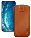 Suncase ECHT Ledertasche Leder Etui kompatibel mit Hafury GT20 Hülle (passend nur mit der MITGELIEFERTE Bumper) Cognac