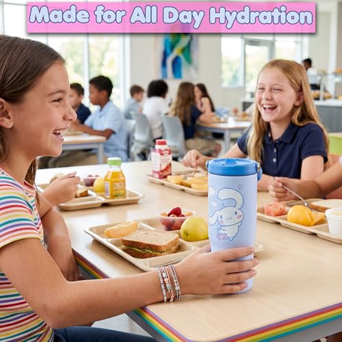 Image of Get Trend Hello Kitty Cinnamoroll 30oz Tumbler with Handle and Straw, Kids Stainless Steel Insulated Water Bottle, BPA-Free, Leak-Proof, Cold for 12h, Hot 5h, Kawaii Gifts for Girls (Blue Cinnamoroll)