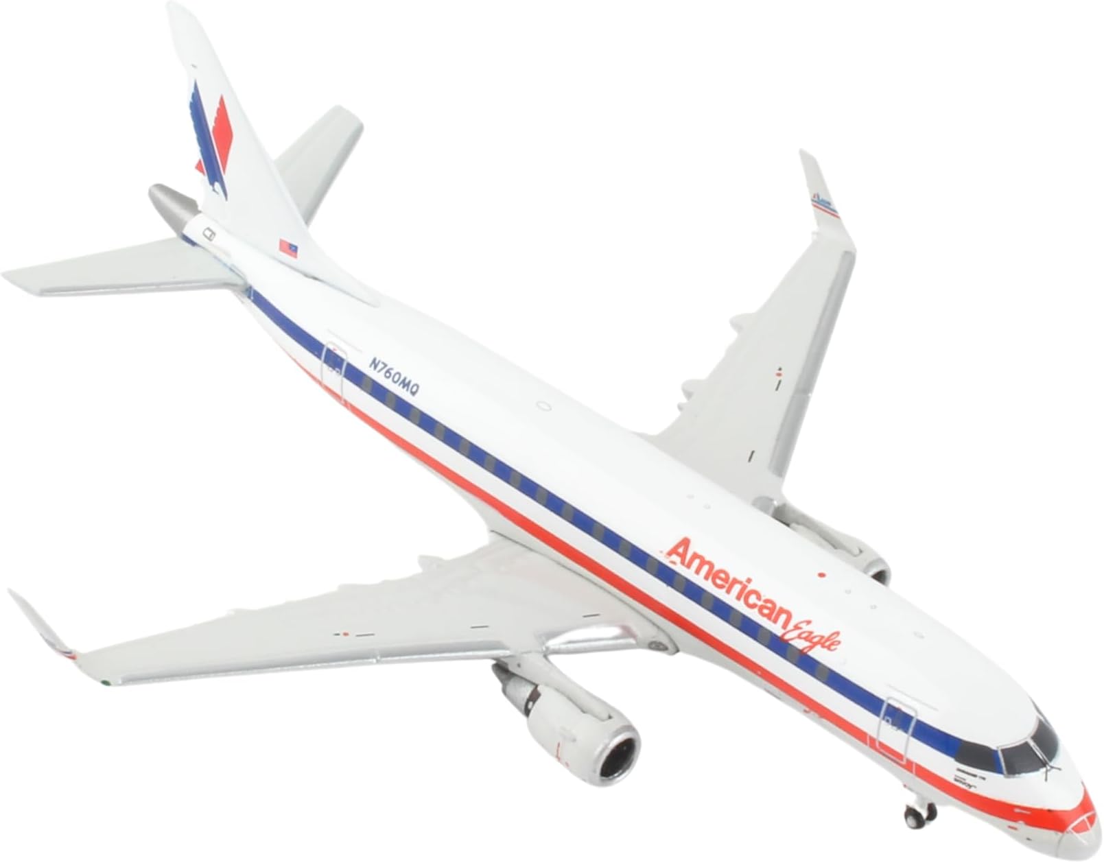 Embraer ERJ-170 Commercial Aircraft American Airlines - American Eagle White with Blue and Red Stripes 1/400 Diecast Model Airplane by GeminiJets