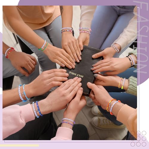 Ecally 72 Pcs Jesus Loves You Bracelets Bulk Friendship Bracelets Clay Bead Christian Wristbands for Women Men Party Colorful Religious Cross Inspirational Church Reminder Jewelry Gift4