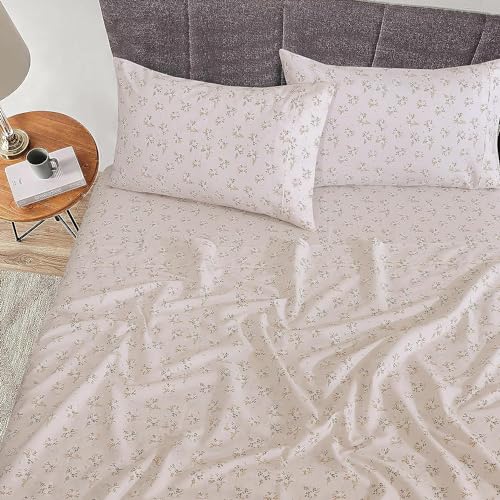 RUVANTI 100% Cotton Split King Sheets Sets for Adjustable Bed, 5 PCs, Soft & Breathable Percale Weave Bedding, Deep Pocket 16", Hotel Standard, Crisp Cool Feel & Durable, Floral Sheet, Twin Spring