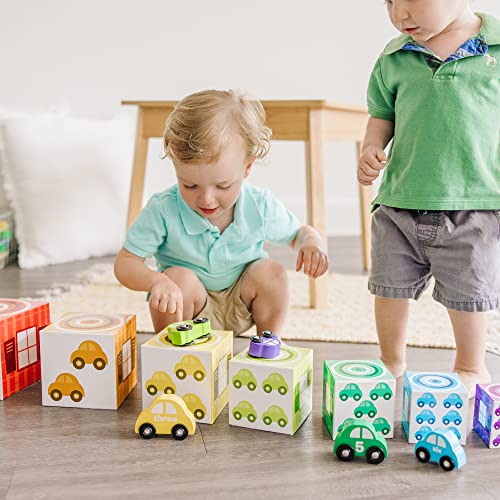 Melissa & Doug Nesting And Sorting Garages And Cars With 7 Graduated Garages And 7 Stackable Wooden Cars - Numbers Learning Toys, Car Garage Toy, Sorting And Stacking Toys For Toddlers Ages 2+ #TOP2