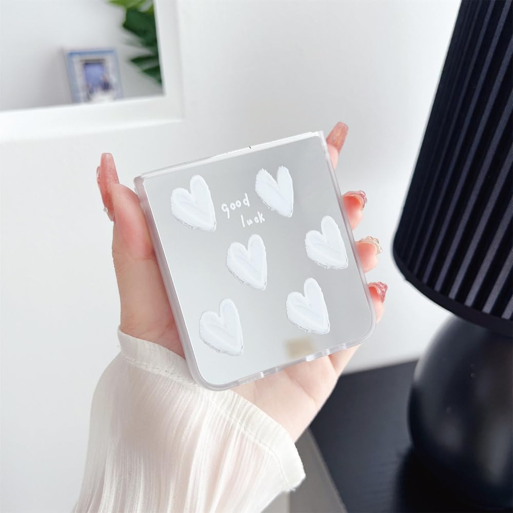 Simple Senior Mirror Love Heart Phone Case for Samsung GalaxyCase for Galaxy Z Flip 5 Z Flip5 Flip5 Zflip5 Zflip5 Cover,A,for Flip 5