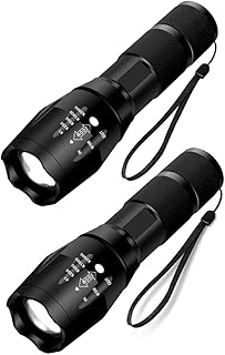 LED Battery Powered Zoom Torch, Super Bright 2000 Lumen Tactical Torch, Hand Flashlight, Adjustable Focus, Waterproof Small Mini Pocket Torch, Strobe SOS Safety Function (Pack of 2 Torches)