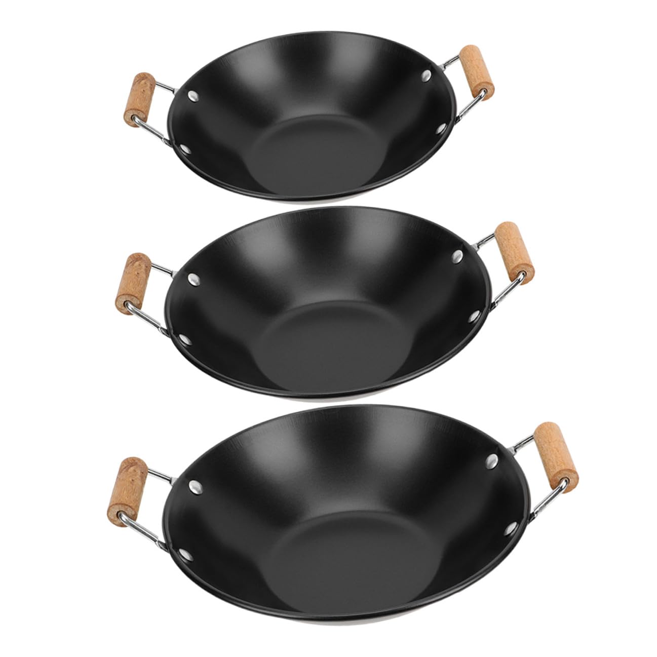 Marmites anti-débordement en acier inoxydable lot de 3 ustensiles cuisine poignée bois