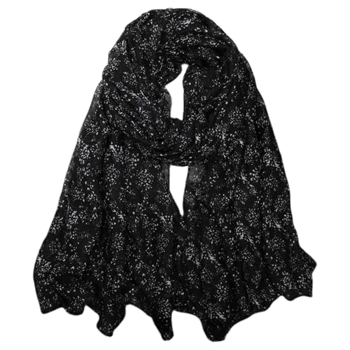 FAIRYGATE Black Scarf for Women UK Versatile Shawls and Wraps Womens Scarfs Ladies Soft Scarves Lightweight Cotton Feeling Wrap Floral Print Shawl 46021
