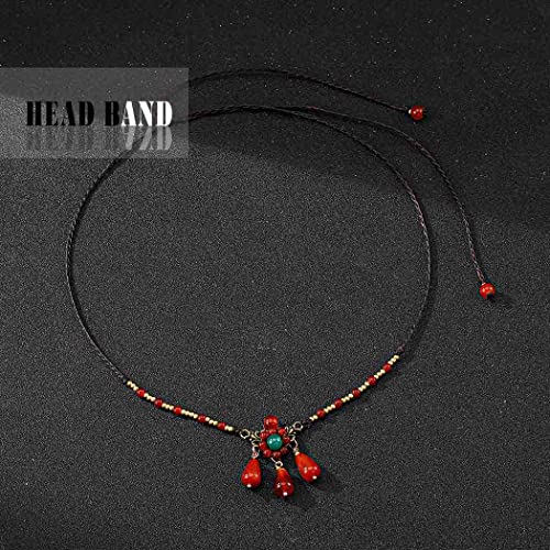 Fdesigner Bohoturquoise Head Chain Vintage Headpiece Layered Gypsy Beaded Hair Jewelry Ethnic Headband Handmade Festival Women Hair Accessories (Red-Unique) #TOP2