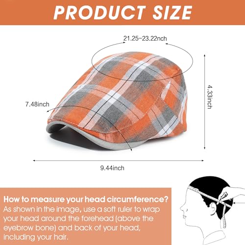 Image of 3Pcs Men's Newsboy Caps Cotton Cooling Hat Adjustable Flat Cap for Men