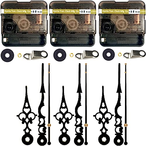 Image of YOPY� Combo 3 of Ajanta Mfg. Battery Operated Plastic Ticking Wall Clock Movement Machine with Hands (Needles : Antique Black 2)
