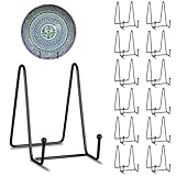 MBAIYO Plate Stands for Display, 18 Pack Metal Black Plate Picture Stand 4.5 Inch Book Picture Holders Easel Book Holder for Display Photo Creation Collectibles Phone on Table Desktop