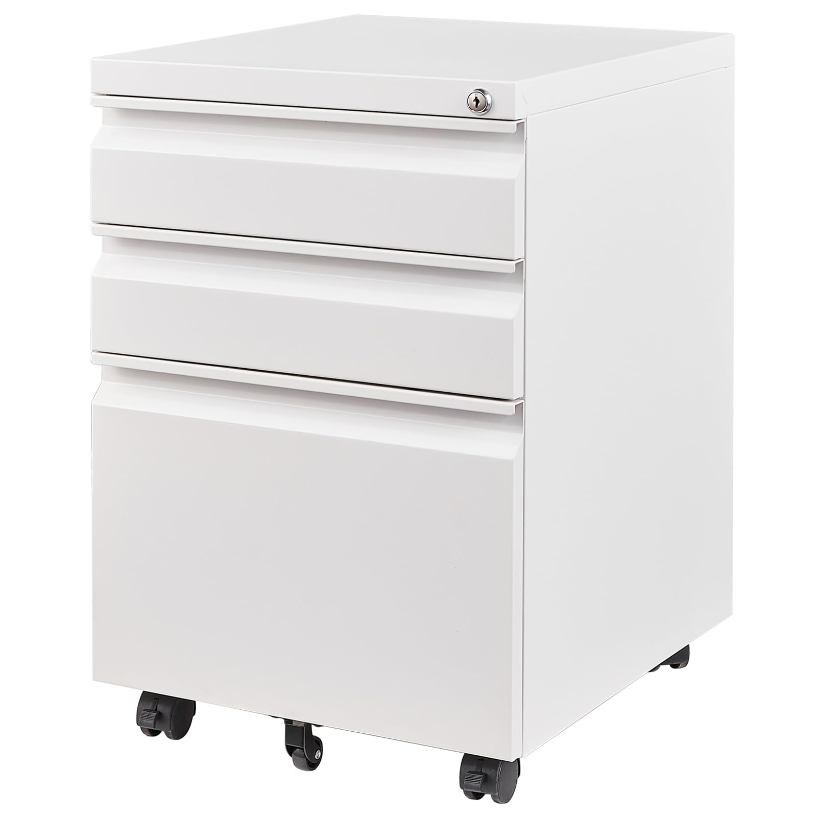 Letaya 3 Drawer Mobile File Cabinet with Lock, Under Desk Metal Filing Cabinets for Home Office Organizer Letters/Legal/A4(Fully Assembled-White)Recycled Claim Standard Blended