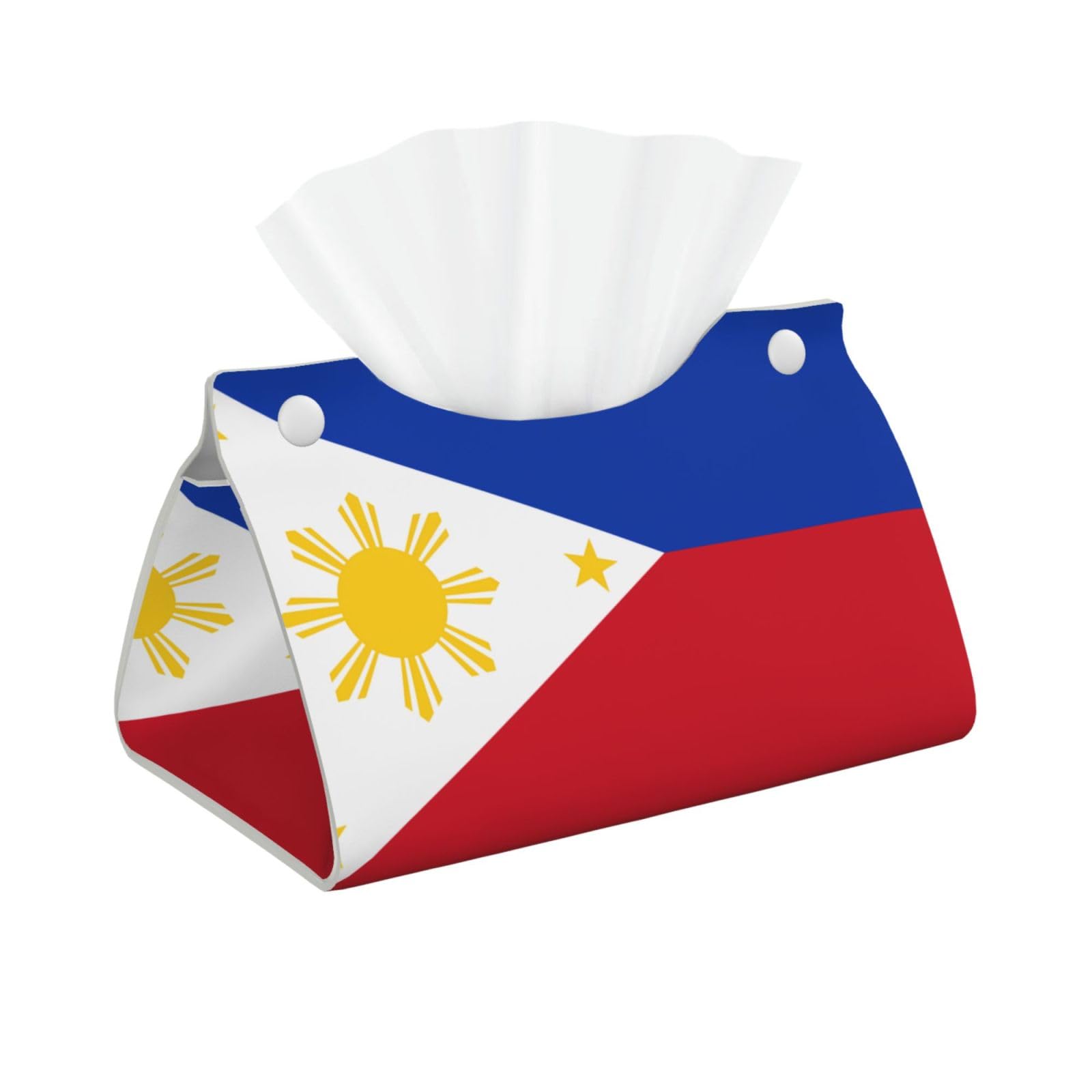 Philippine flag Rectangular Leather Tissue Box Cover, Folding Facial Tissue Holder Dispenser for Car