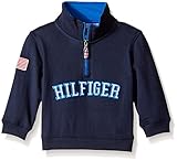 Tommy Hilfiger Baby Boys' Long Sleeve 1/2 Zip Heavy Jersey Knit, Swim Navy, 12 Months