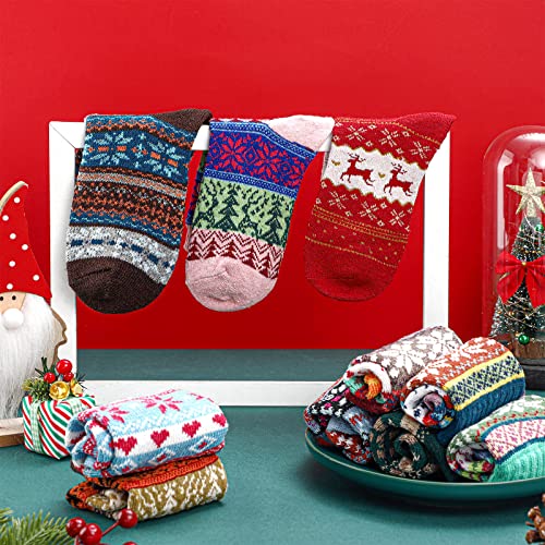 Image of Hoolerry 30 Pairs Christmas Fuzzy Socks in Bulk for Women Adult Men Gifts Fluffy Holiday Winter Socks Unisex Warm Crew Gifts