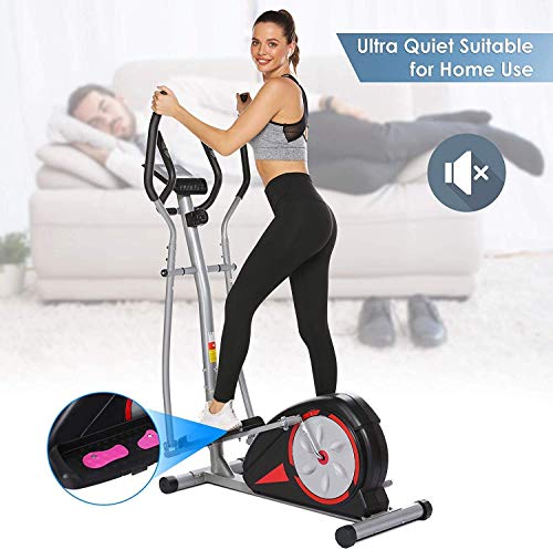 elifine Elliptical Machine Magnetic Elliptical Trainers Machines with LCD Monitor Smooth Quiet Driven Pulse Rate Grips Elliptical Exercise Machine for Home Gym Office Workout (Black)