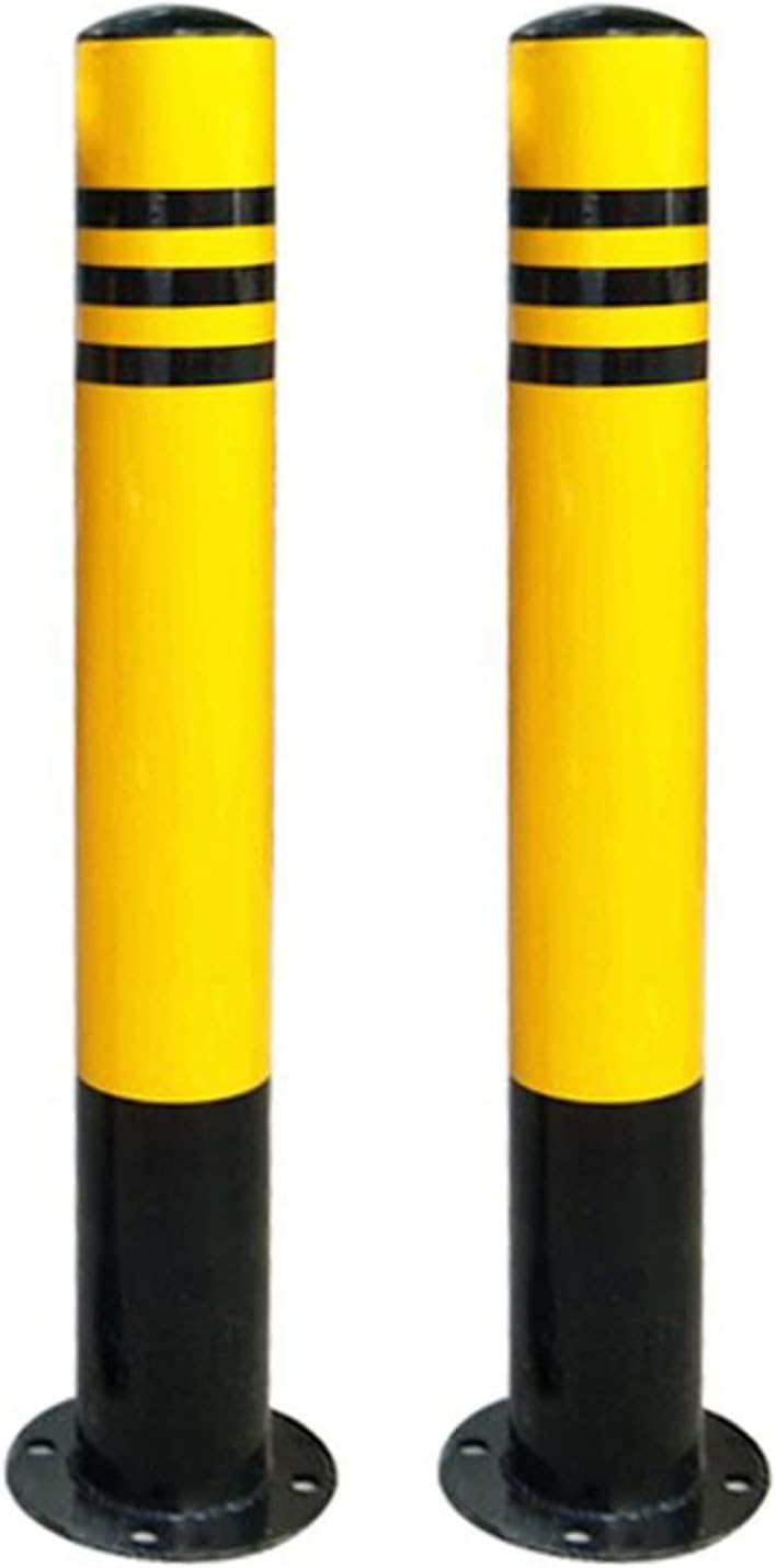 Construction Cone Traffic Delineator Post Yellow Reflective Traffic Delineator Posts To Prevent Driveway Blockage, Sturdy Steel Bollard Post In Ground For Parking Post, Constr,2 Pack 110m/43.3in