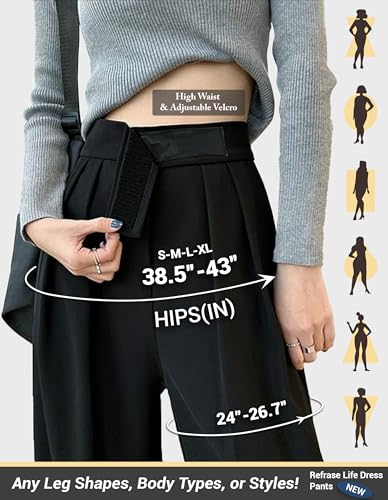 Women's High Waist Wide Leg Dress Pants, Adjustable Waist, Cooling Touch Work to Travel Trousers, Business Casual Office2