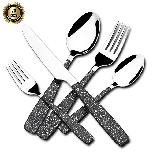 Hoften Silverware Set, 20 Piece Food Grade Stainless Steel Flatware Set Include Fork