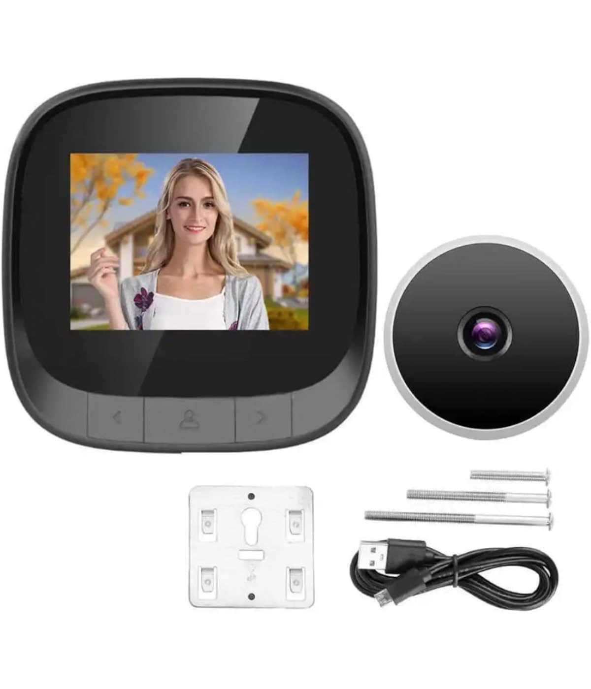 Wizjer do drzwi, inteligentne elektroniczne lustro do drzwi, kamera z wyświetlaczem LCD o przekątnej 2,4", kąt widzenia 90°, poprawa bezpieczeństwa w domu, kolor czarny, 1 sztuka