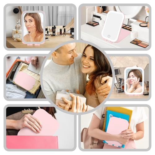 Portable Rechargeable Makeup Mirror with Dimmable LED Lighting