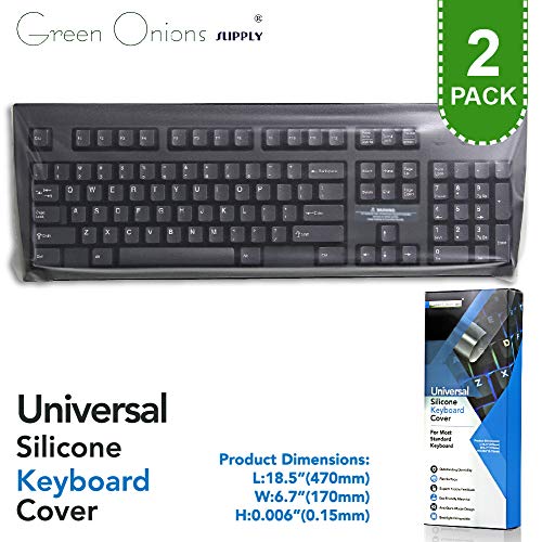 Universal Flat Easily Sanitized Durable Protective Film Matte Surface Silicone Keyboard Cover for Desktop/Pos Keyboard [2 Pack]