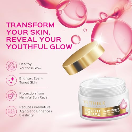 Image of Yuthika Youth & Glow Day Cream for Women SPF30 /PA+++, Oil-Free, Non-Sticky, Reduces Dark Spots, Fine Lines & Wrinkles, Dermatologist Tested for All Skin Types (25g, Pack of 2)